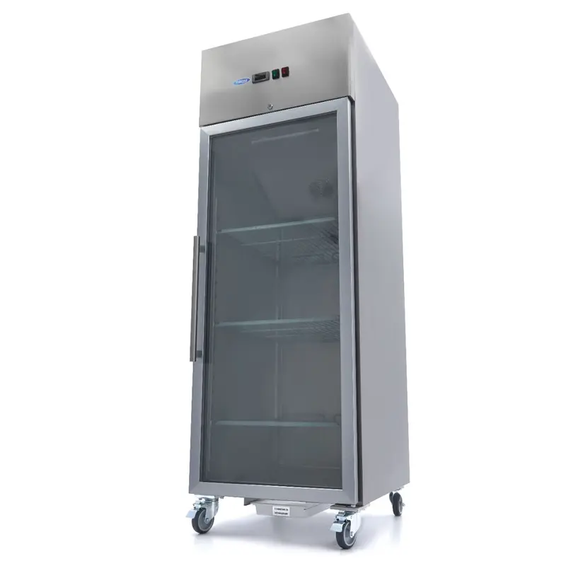 Réfrigérateur - 600 L - 3 étagères réglables (2/1 GN) - acier inoxydable - avec porte en verre – Maxima 09400004