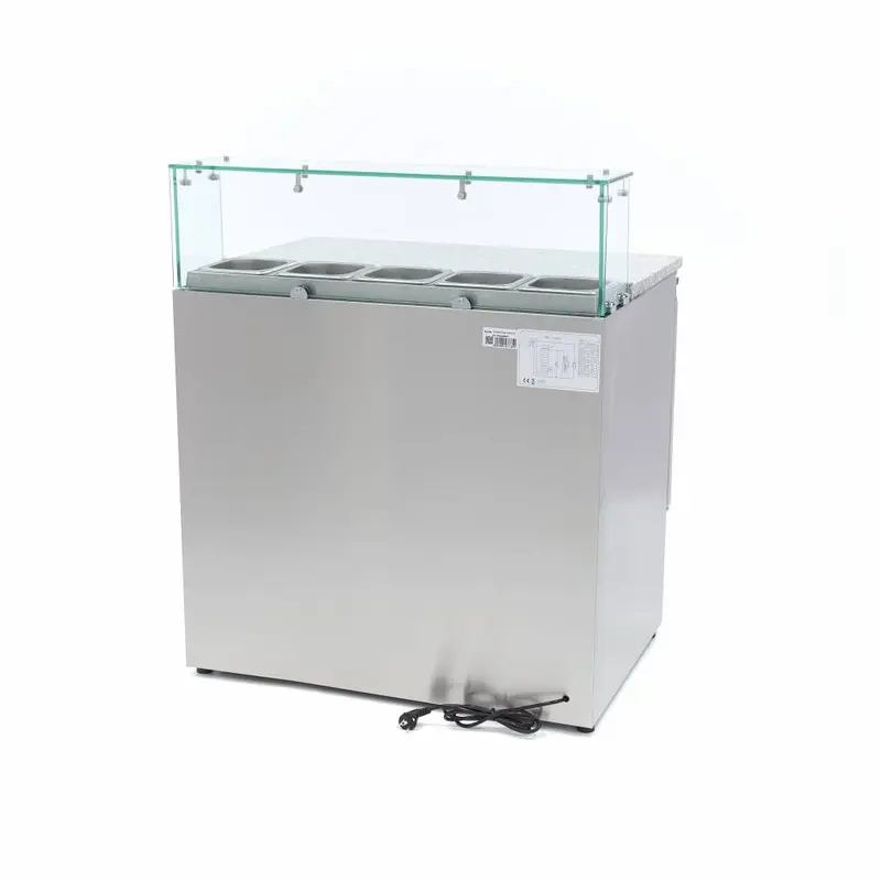 Réfrigérateur pour la préparation des pizzas - 90 cm - 2 portes - s'adapte à 5 x 1/6 GN - incl couvercle en verre – Maxima 09400207
