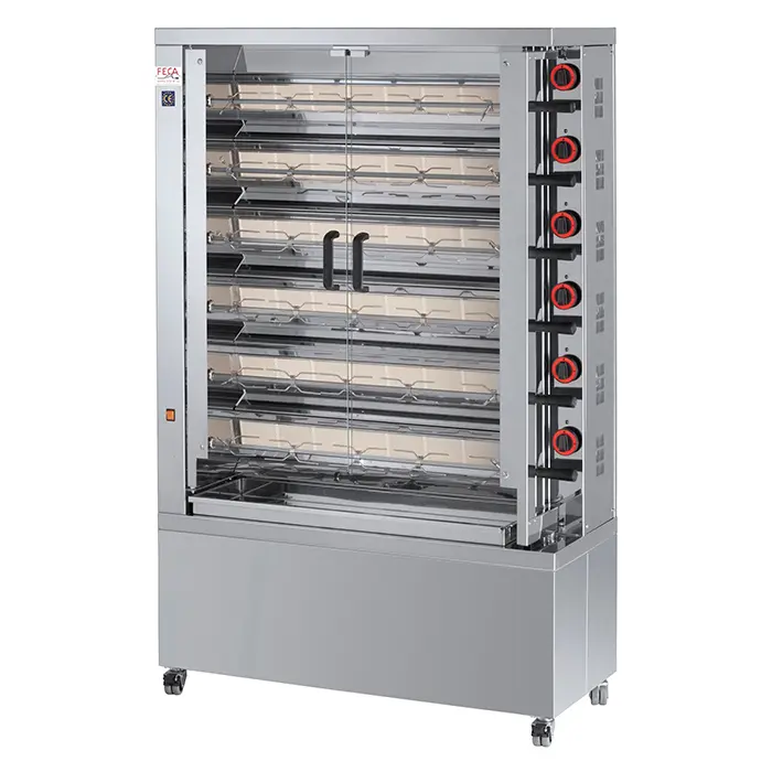 ROTISSOIRE A POULETS GAZ, 6 BROCHES, MAX 24 POULETS