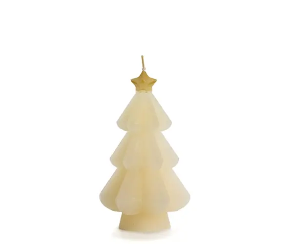 Rustik Lys Kerstboom Kaars - Cream - 15 cm
