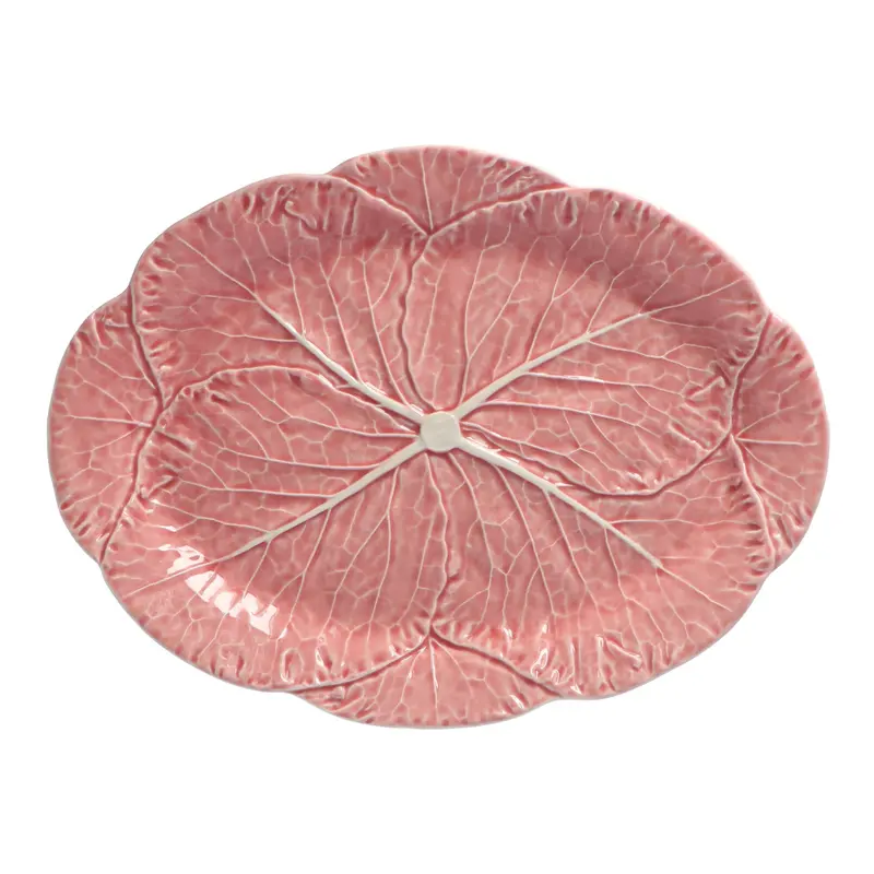Saladeschaal ovaal koolblad roze 43cm