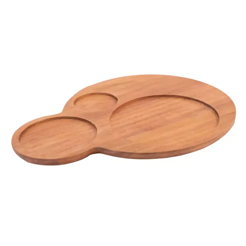 Sharing ronde hamburgerplank uit acacia 13x25x2cm FSC®
