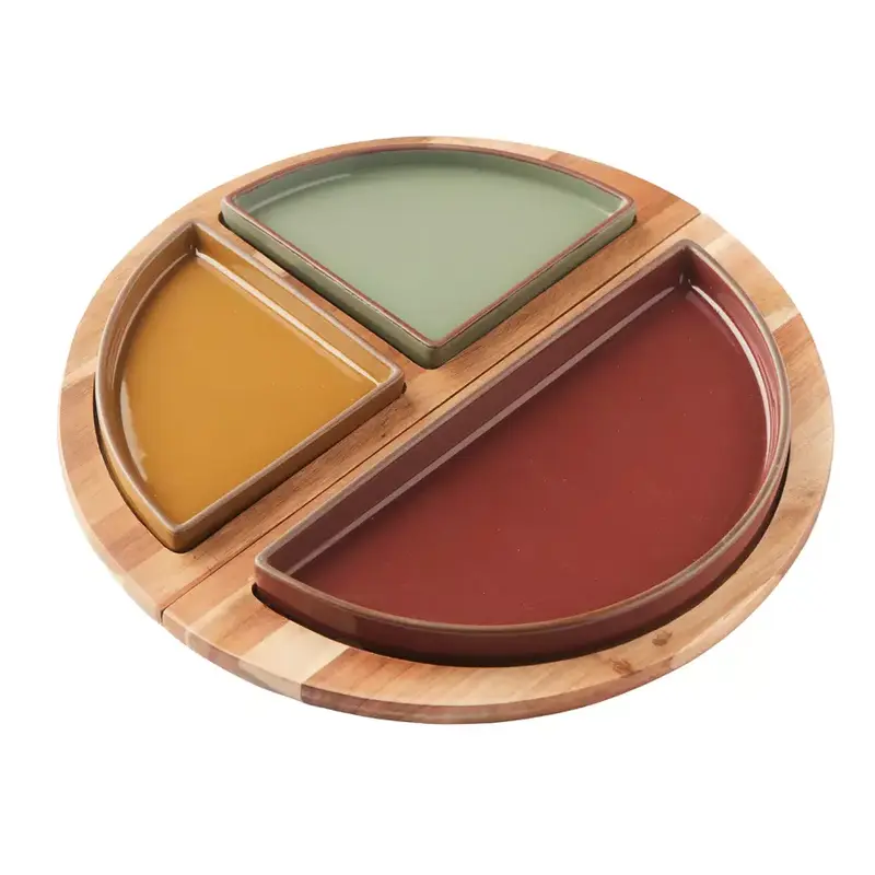 Sharing set met serveerplank uit acacia met magneten en 3 schaaltjes FSC®