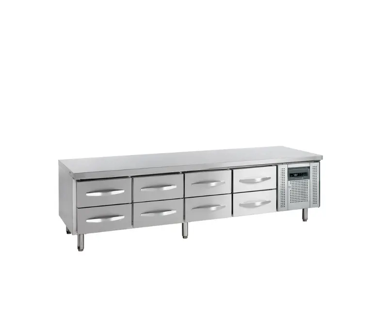 Soubassement Réfrigéré Professionnel GN1/1 UC5480 - 8 Tiroirs, 350L, Inox