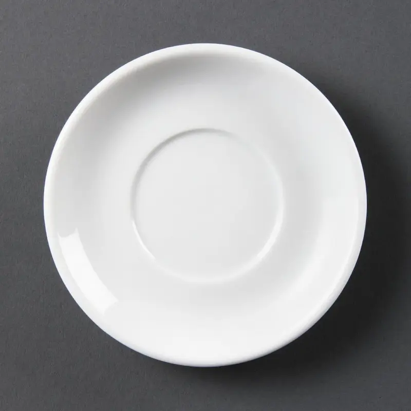 Soucoupes empilables pour tasses à expresso Olympia Whiteware 150mm (lot de 12)