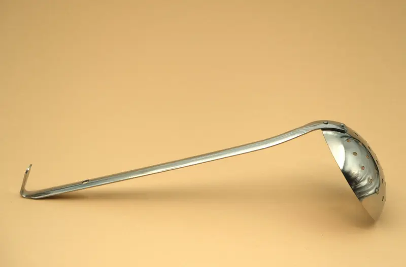 Stainless steel slotted ladle shallow