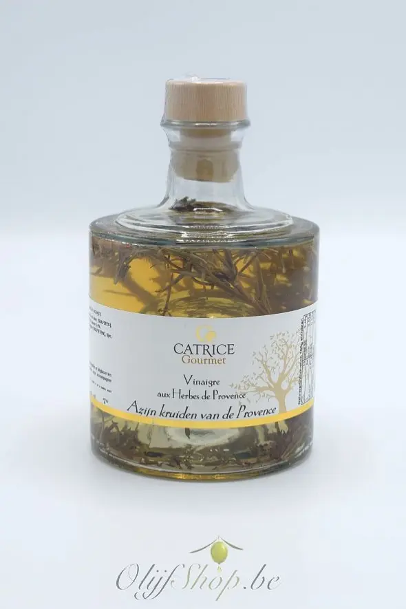 Stapelbare fles wijnazijn met Provence kruiden