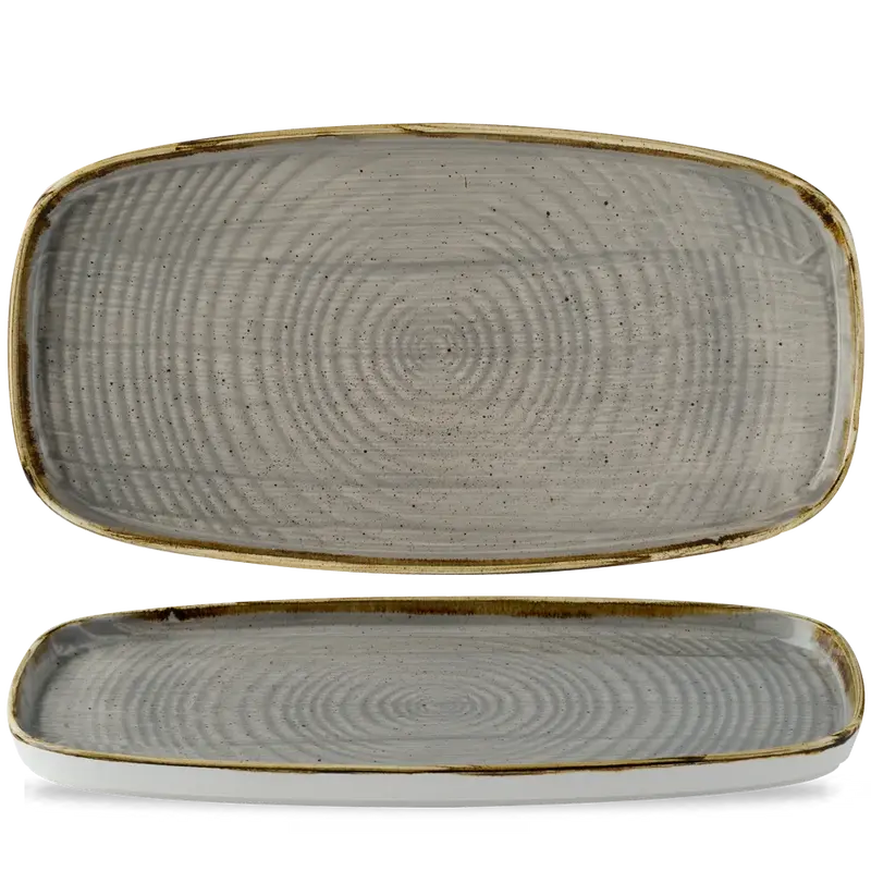 Stonecast Grey Oblong Chefs Plates 35x18.5cm 6/box