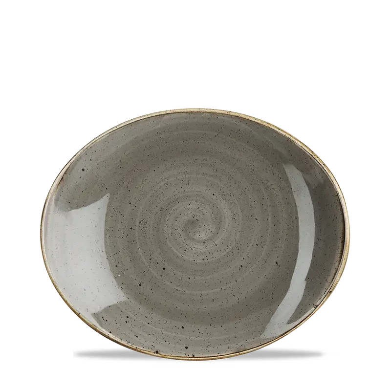 Stonecast Grey Orbit Oval Coupe Plate 20cm 12/box
