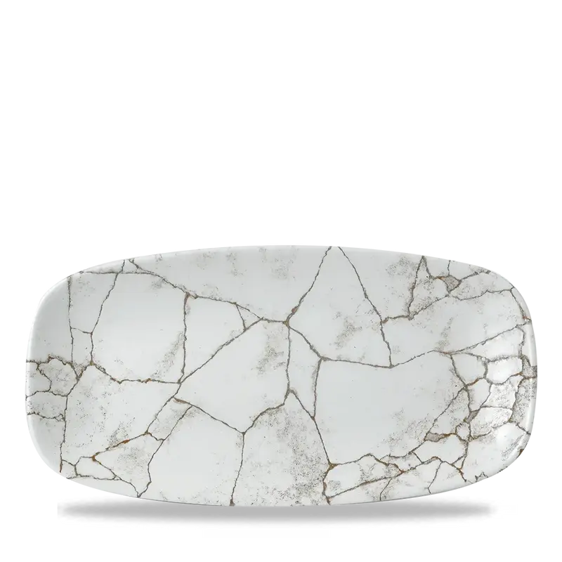 Studio Prints Kintsugi Agate Grey Chefs Oblong Plate 11 3/4