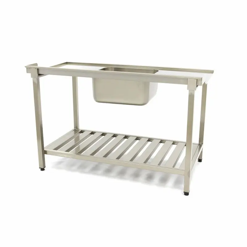 Table lave-vaisselle - 120 x 75 cm - droite - avec évier et dosseret - étagère de rangement incluse – Maxima 09201031