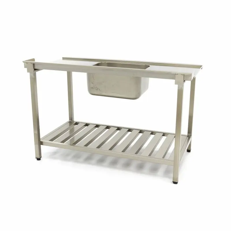 Table lave-vaisselle - 120 x 75 cm - gauche - avec évier et dosseret - incl étagère de rangement – Maxima 09201034