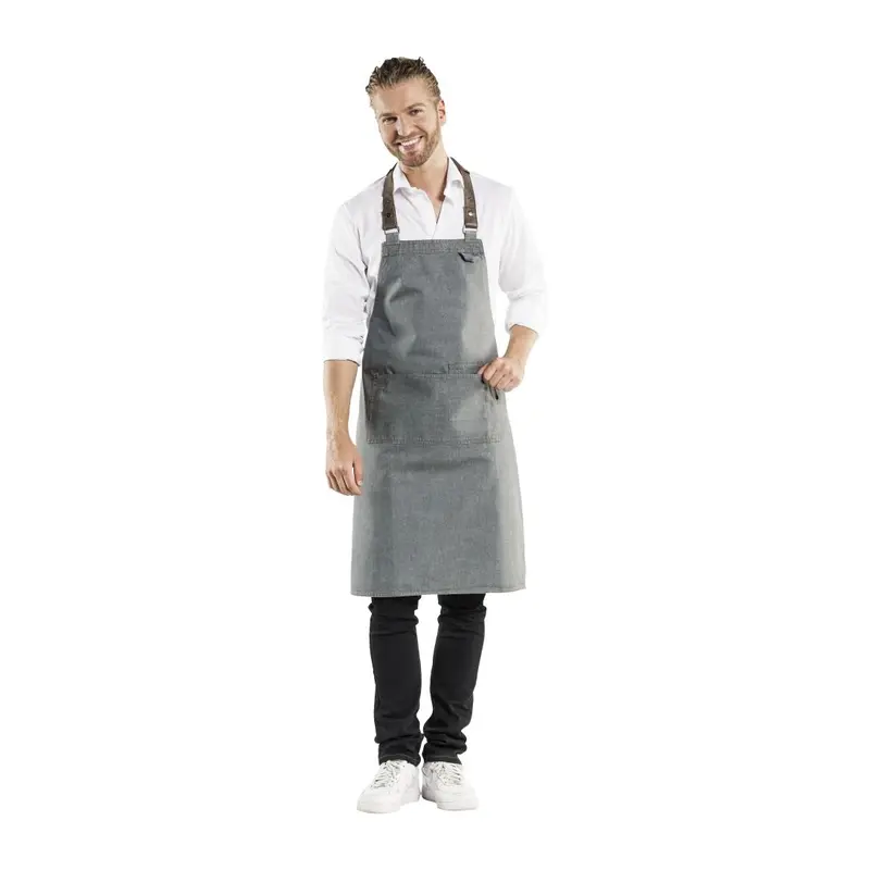 Tablier bavette mixte Chaud Devant Forene gris denim 70x90cm