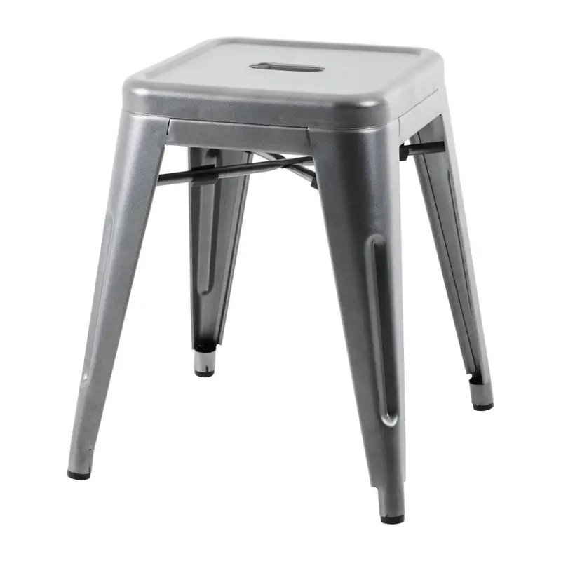 Tabourets bas Bolero Bistro en acier gris métal (lot de 4)