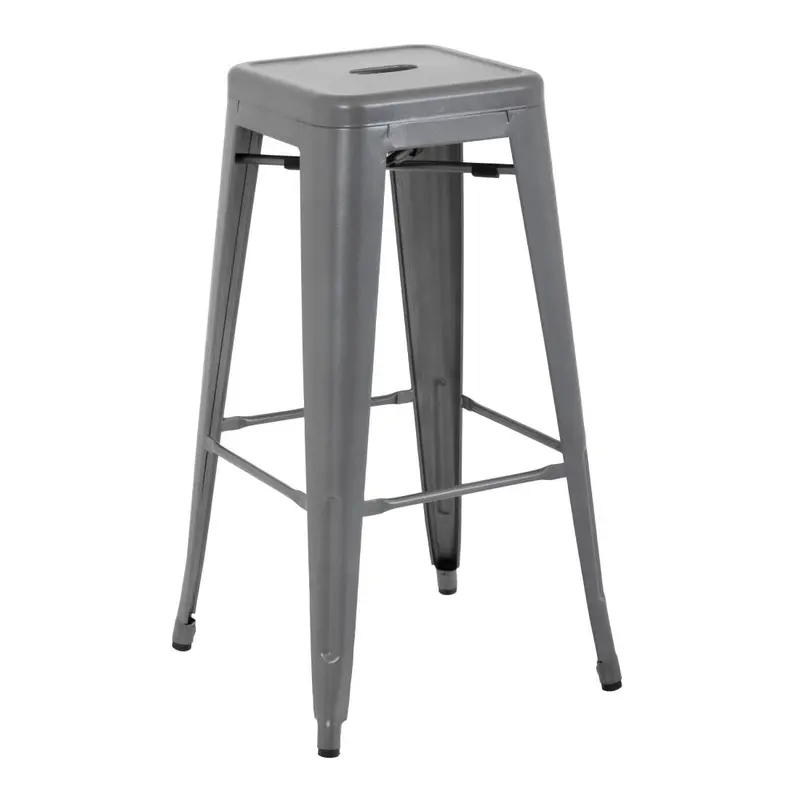 Tabourets hauts en acier galvanisé Bolero Bistro gris métalisé (lot de 4)