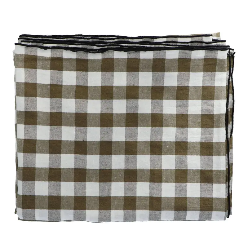 Tafelkleed Bourdon Canvas Mimi Vichy - Vichy Kaki & Bourdon Noir 145x300cm