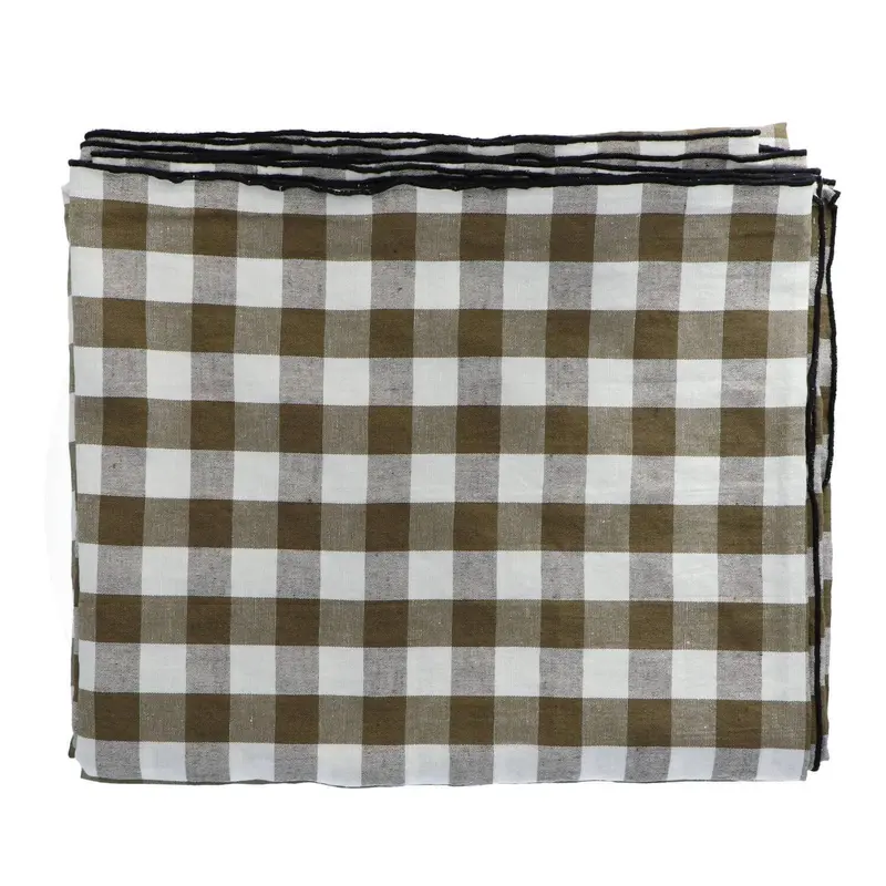 Tafelkleed Bourdon Canvas Mimi Vichy - Vichy Kaki & Bourdon Noir 145x350cm