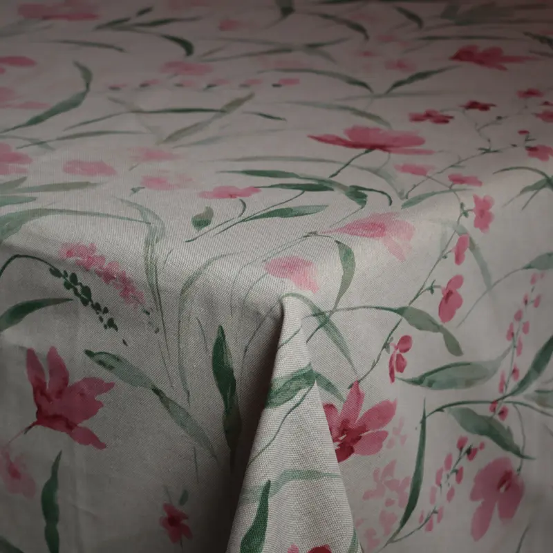 Tafelkleed - Roze Bloemen - 80% Katoen - 20% Polyester - 250 cm x 140 cm
