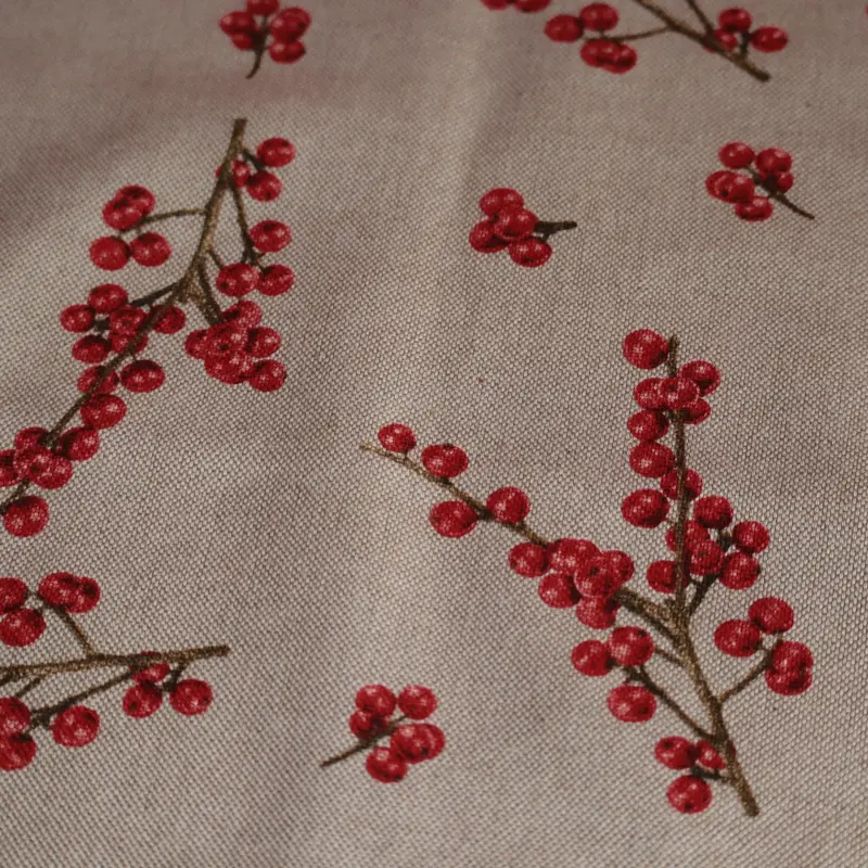 Tafelloper - Rode Besjes - 80% Katoen - 20% Polyester - 50 cm x 140 cm