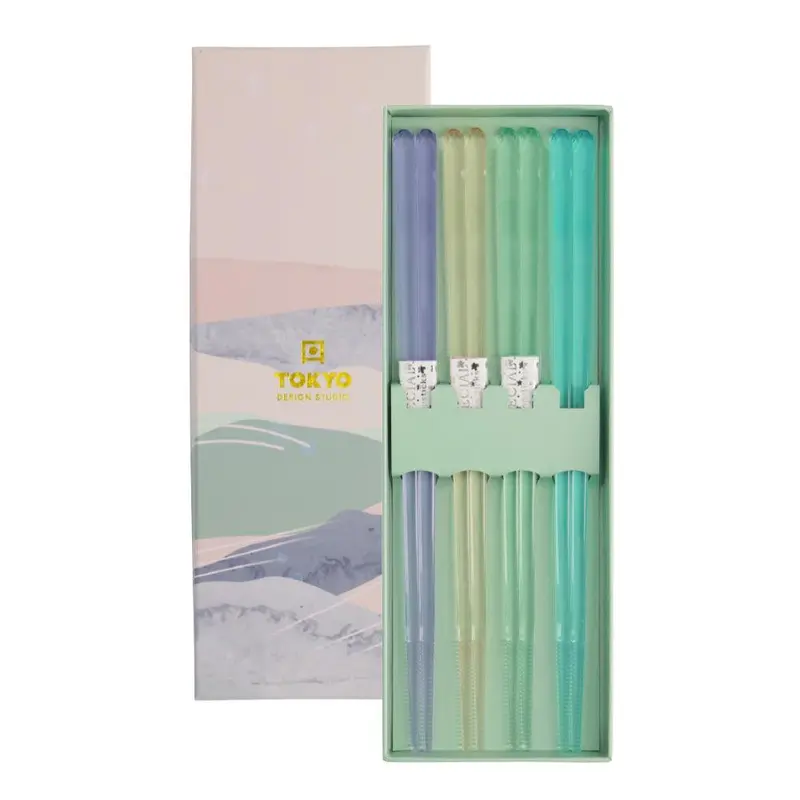Tokyo Design Studio Eetstokjes 'Acrylic Blue' set van 4