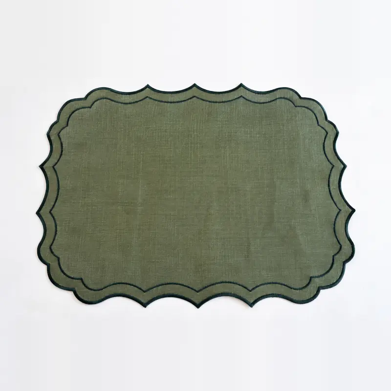 Vlekwerende Linnen Placemat Firenze – 50x35 cm – Tijm / Bosgroen