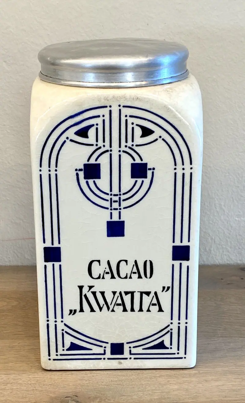 Voorraadpot / Voorraadbus voor cacao KWATTA - aluminium deksel - Art Nouveau