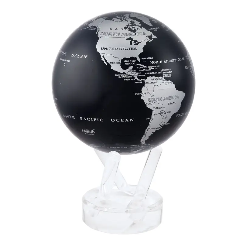 Wereldbol Black and Silver L