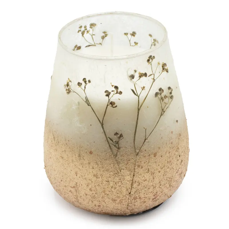 Wildlight Woods Glazen Kaars Tall – Gedroogde Bloemen