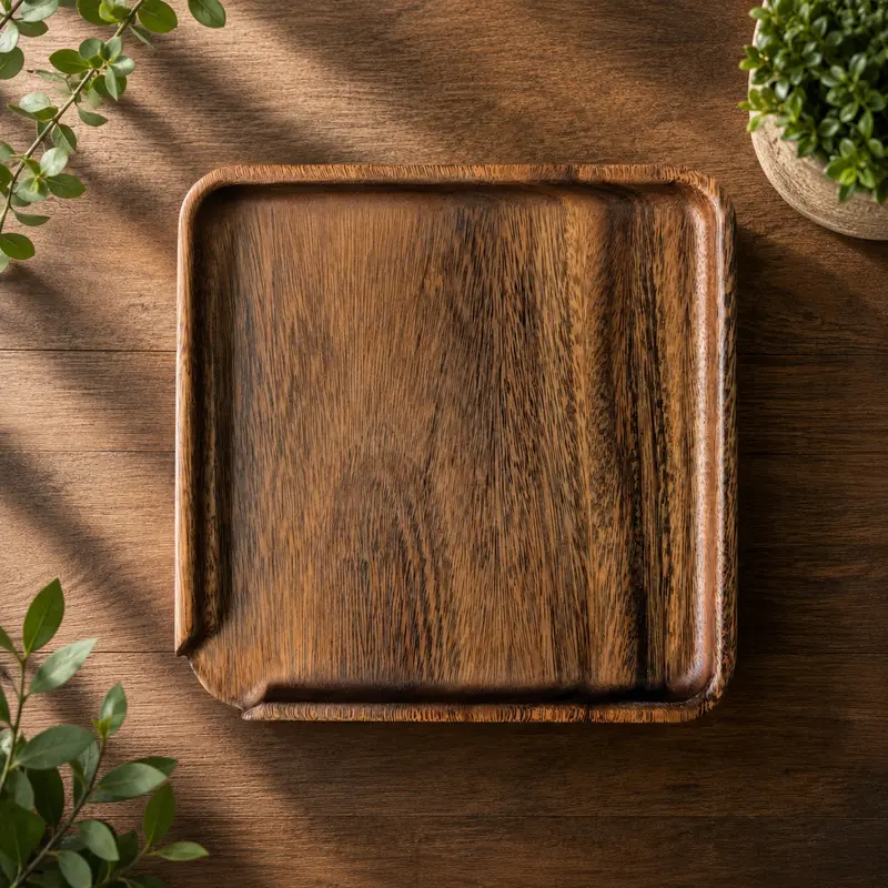 Wooden Tea Cake Tray, Solid Walnut Wood