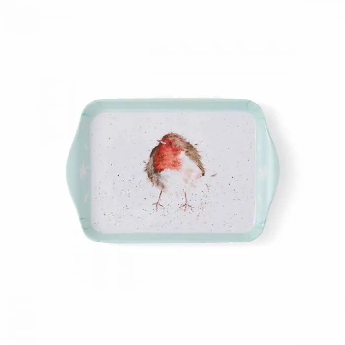 Wrendale Designs Robin Scatter Dienblad - Roodborstje - Melamine - 20,3 cm x 17,8 cm