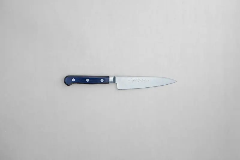 Yamawaki 8A stainless steel petty 120 with a pakka handle