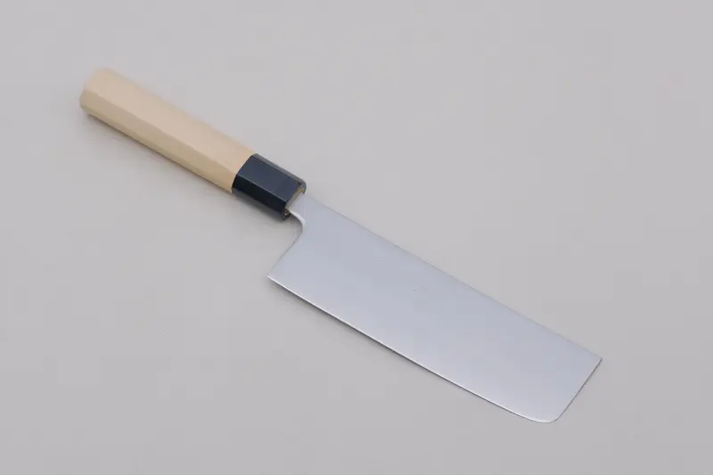 Yamawaki stainless clad aogami super nakiri 165 with an octagonal ho wood and buffalo horn handle