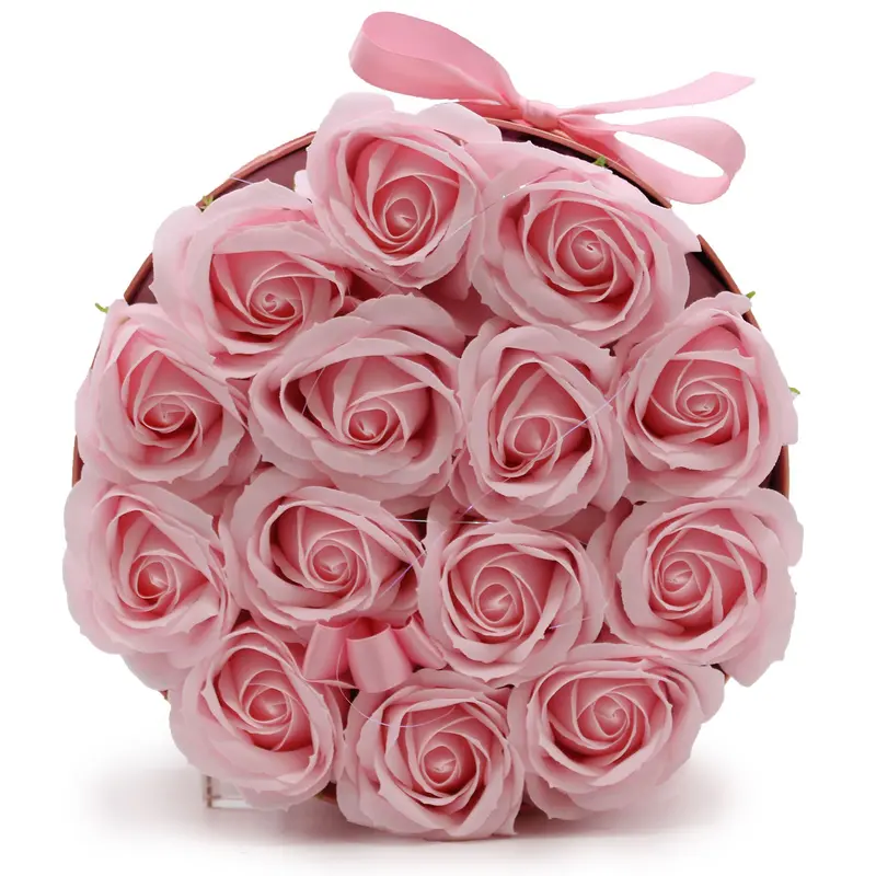 Zeepbloemen Geschenkboeket – 14 Roze Rozen