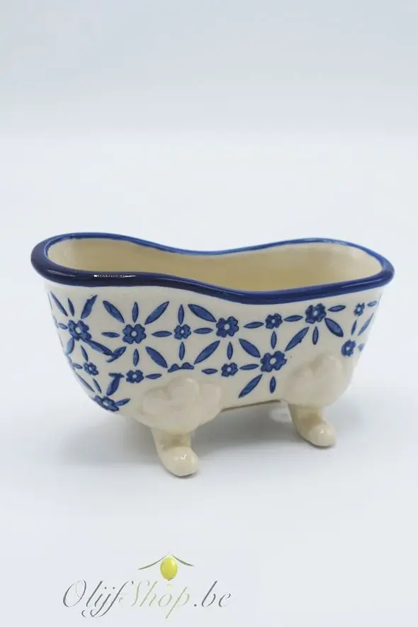 Zeephouder badkuip aardewerk blauw
